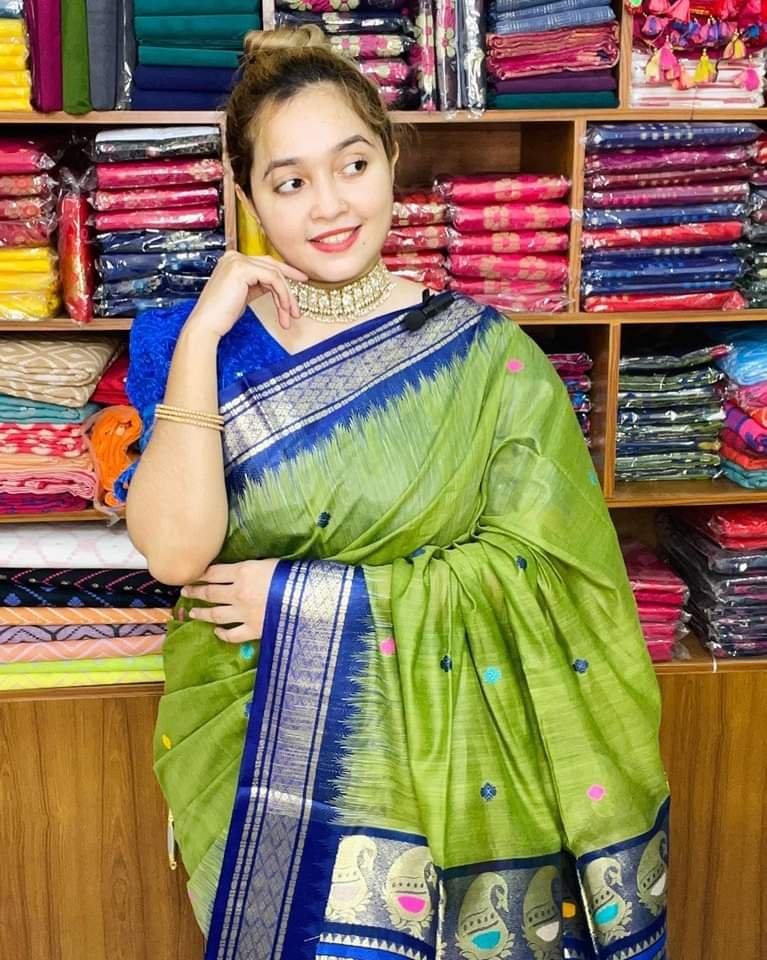 Gadowal Halfsilk Saree with Jolpai and Blue Color