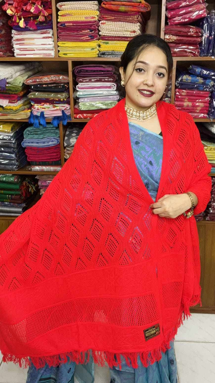 Premium Kushikata Shawl (Red)