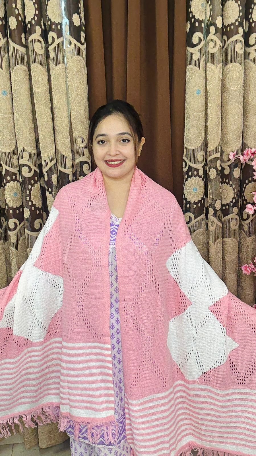 Double Shade Kushikata (Powder Pink and White)