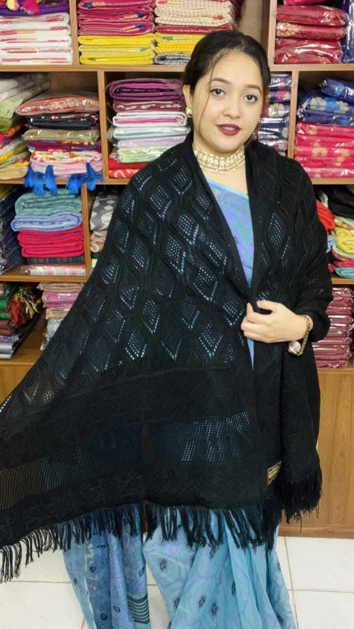 Premium Kushikata Shawl (Black)